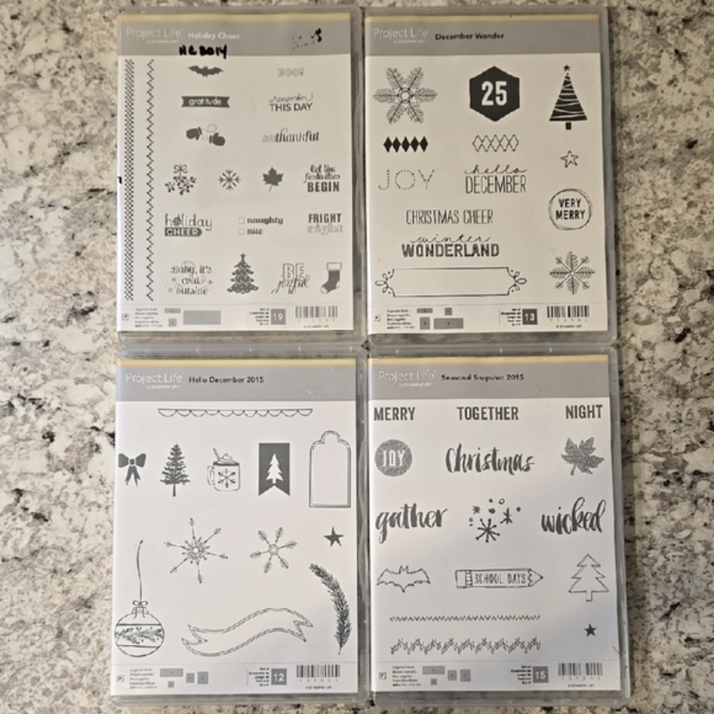 Stampin' Up! Project Life Holiday Stamp Set Bundle of 4